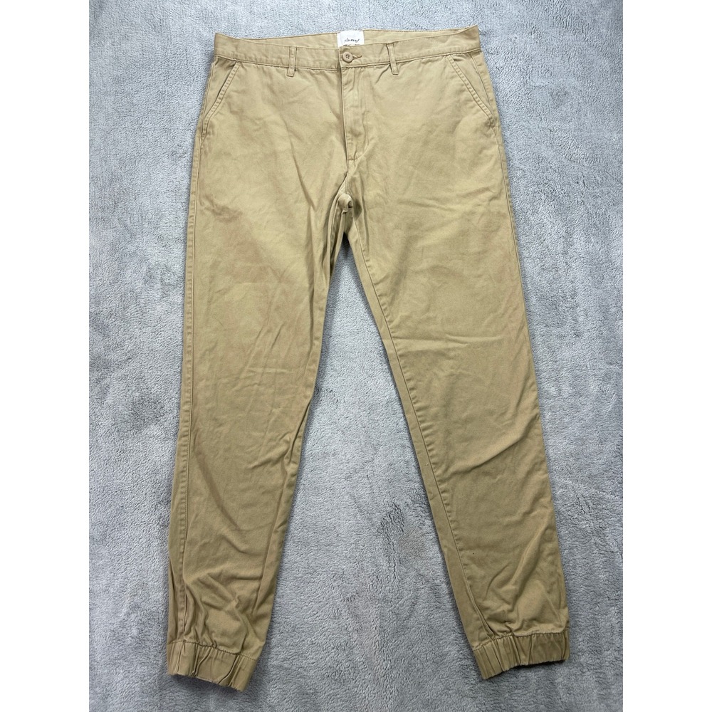 Elwood Jogger Pants Mens 36 Khaki Tan Cotton Chino Twill Elastic Cuff Streetwear